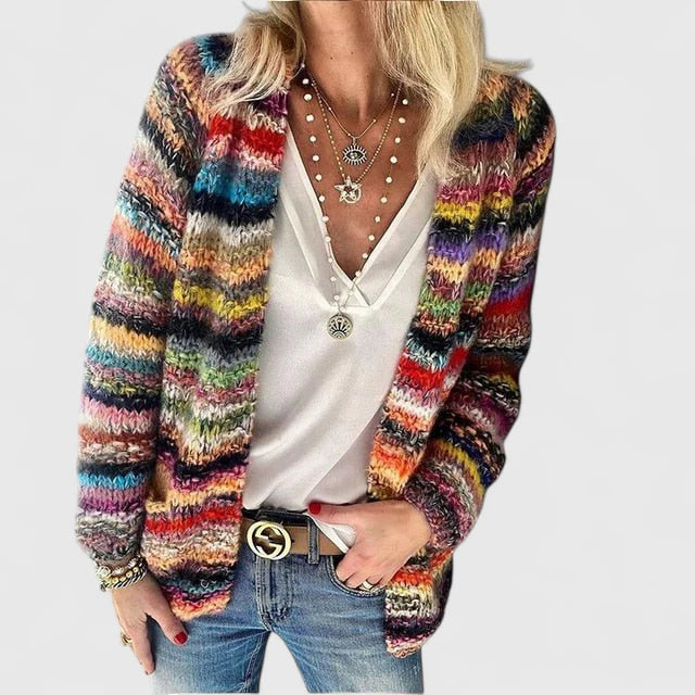 Manuela | Gemütliche Mehrfarbige Strickjacke Für Damen