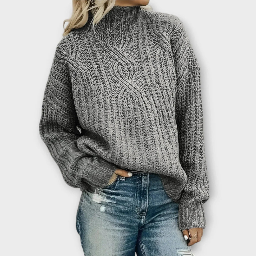 Christina | Eleganter Rollkragenpullover Mit Zeitlosem Zopfmuster