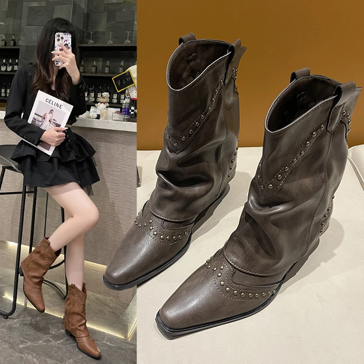 Sarah | Markante Cowboystiefel Mit Nieten Für Damen