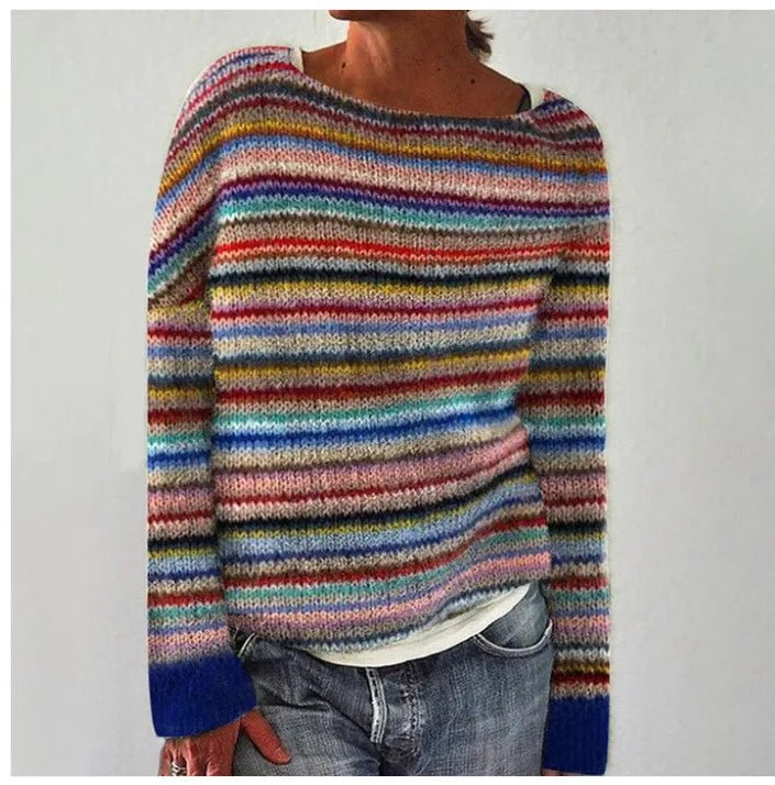 Lina | Retro Gestreifter Strickpullover Für Damen
