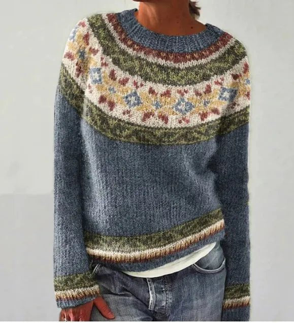 Lina | Retro Gestreifter Strickpullover Für Damen