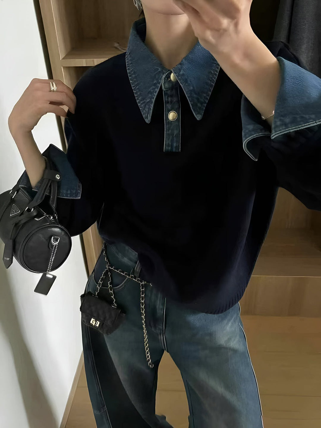 Amalia | Raffinierter Polopullover Mit Jeanskragen