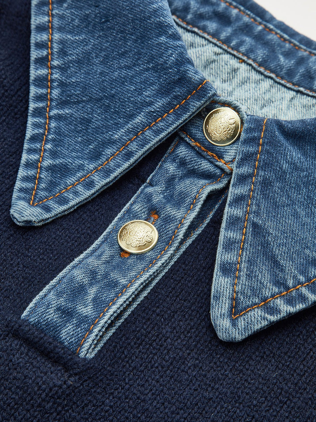 Amalia | Raffinierter Polopullover Mit Jeanskragen