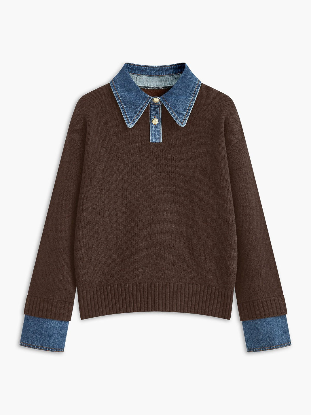 Amalia | Raffinierter Polopullover Mit Jeanskragen