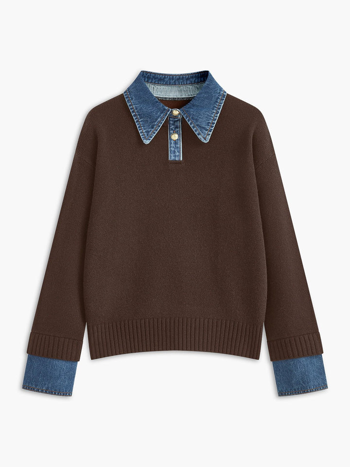 Amalia | Raffinierter Polopullover Mit Jeanskragen