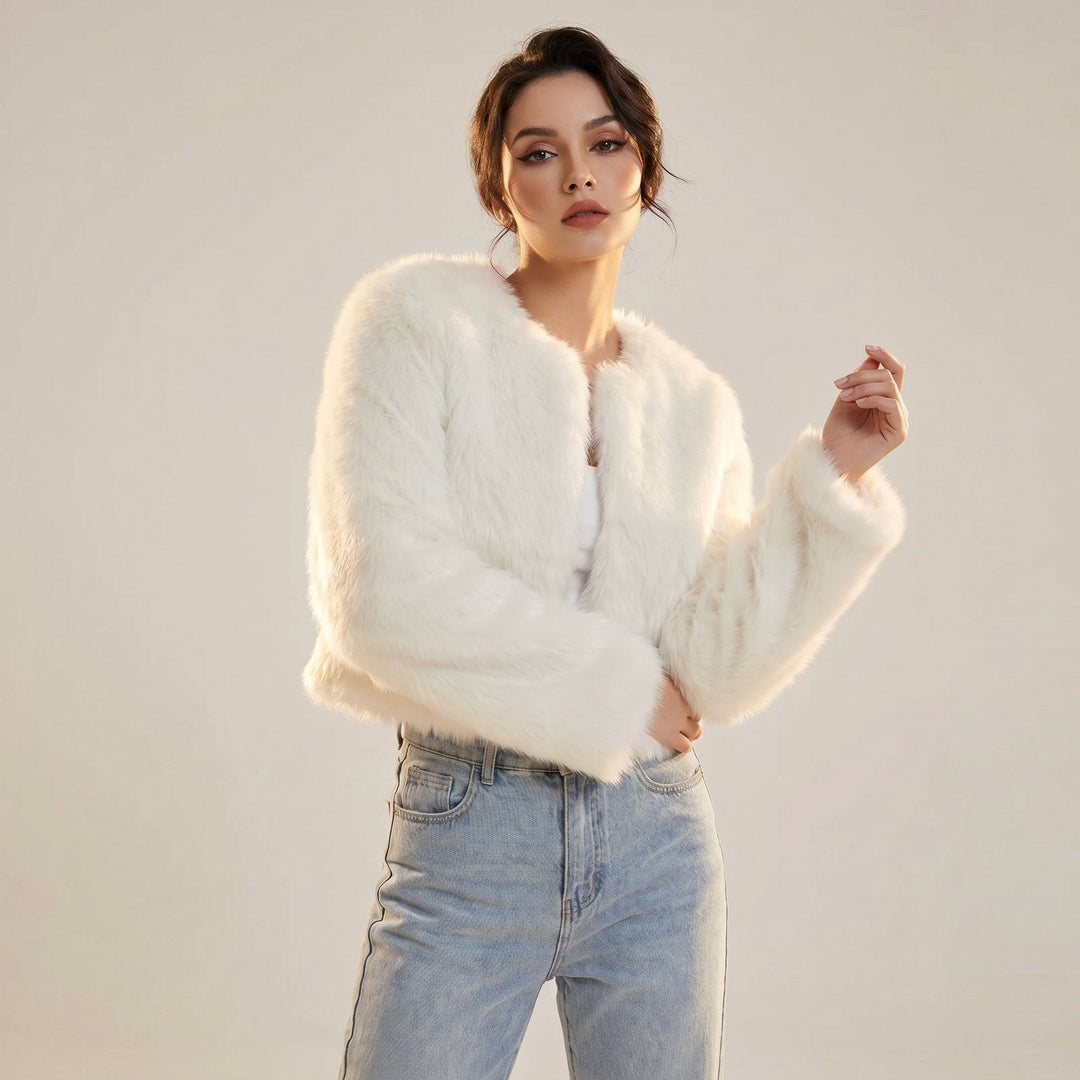 Daniela | Luxuriöse Cropped-Kunstpelz-Strickjacke