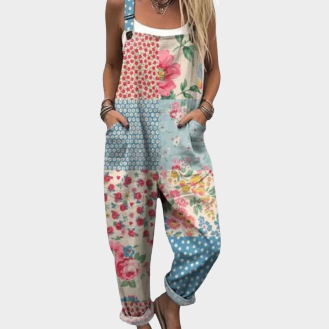 Boho-Patchwork Latzhose Pastell