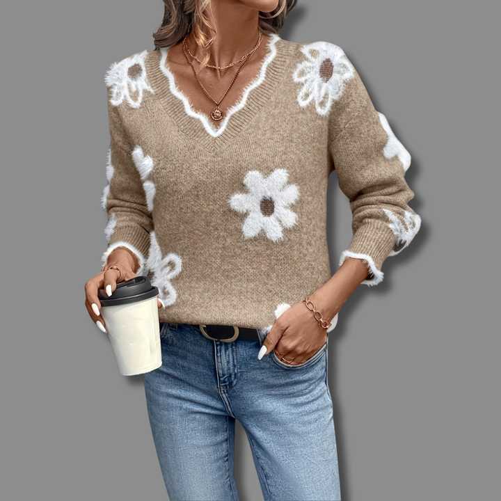 Maja | Stilvoller Und Eleganter Blumenpullover Für Damen