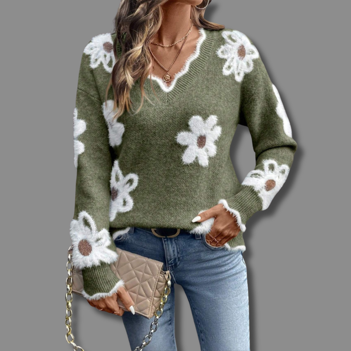 Maja | Stilvoller Und Eleganter Blumenpullover Für Damen