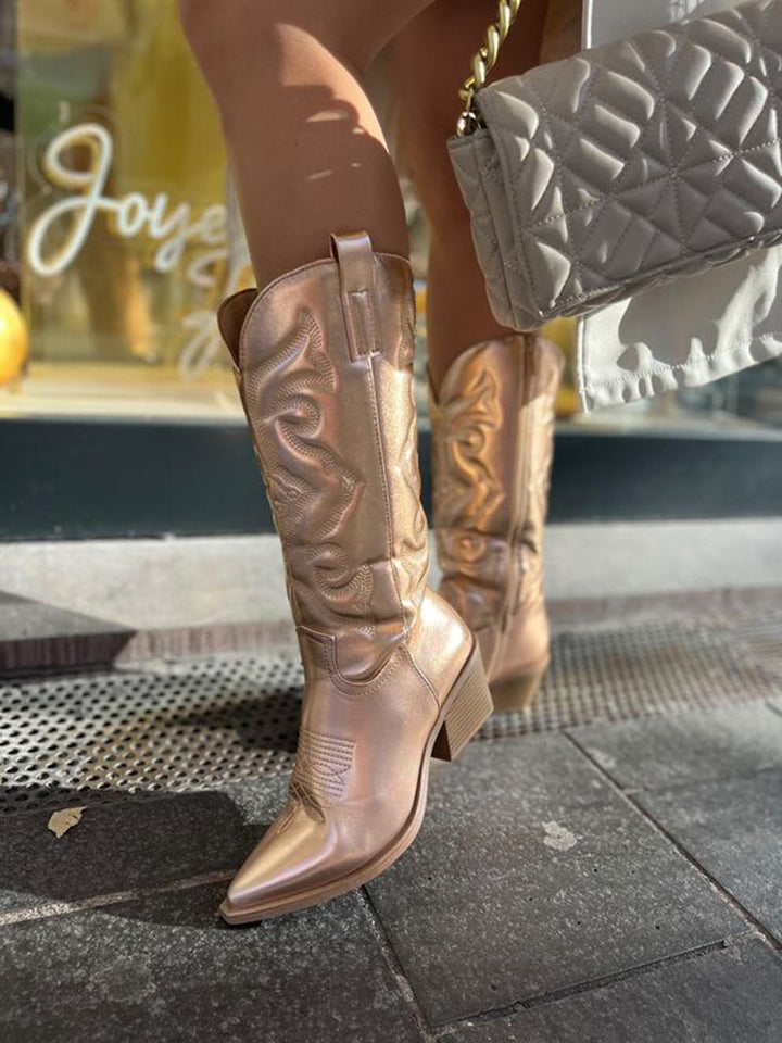 Vivienne | Glamouröse Metallic-Cowboystiefel Für Ausdrucksstarke Fashion-Looks