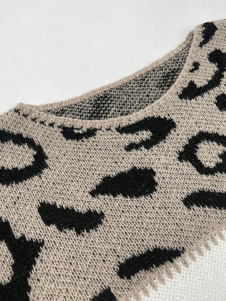 Lena | Modischer Colorblock-Pullover Mit Leopardenmuster