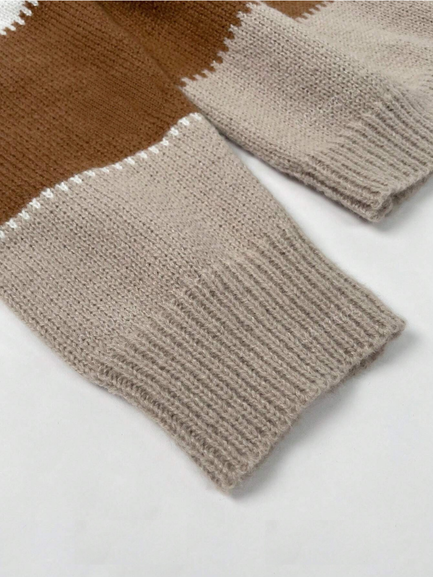Lena | Modischer Colorblock-Pullover Mit Leopardenmuster
