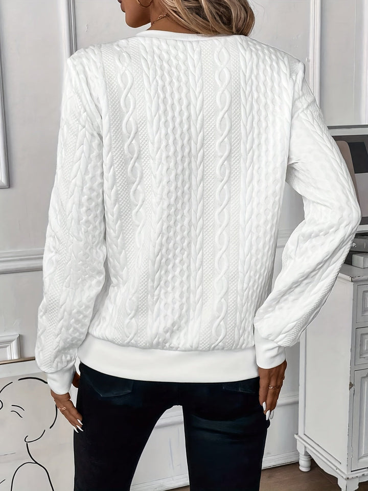Jana | Eleganter Zopfstrickpullover Mit Reißverschlusskragen