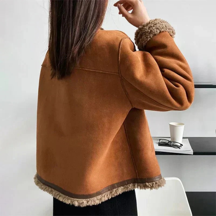 Alida | Damen Stilvolle Braun Oversized Jacke