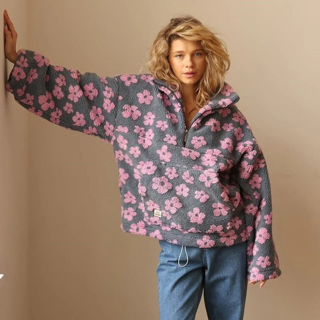 Alva | Damen Teddy Fleece Jacke Mit Reißverschluss