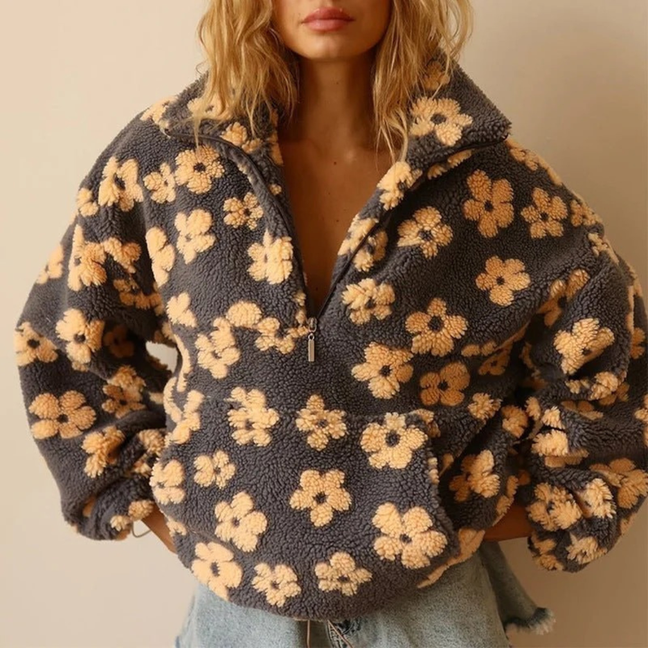 Alva | Damen Teddy Fleece Jacke Mit Reißverschluss
