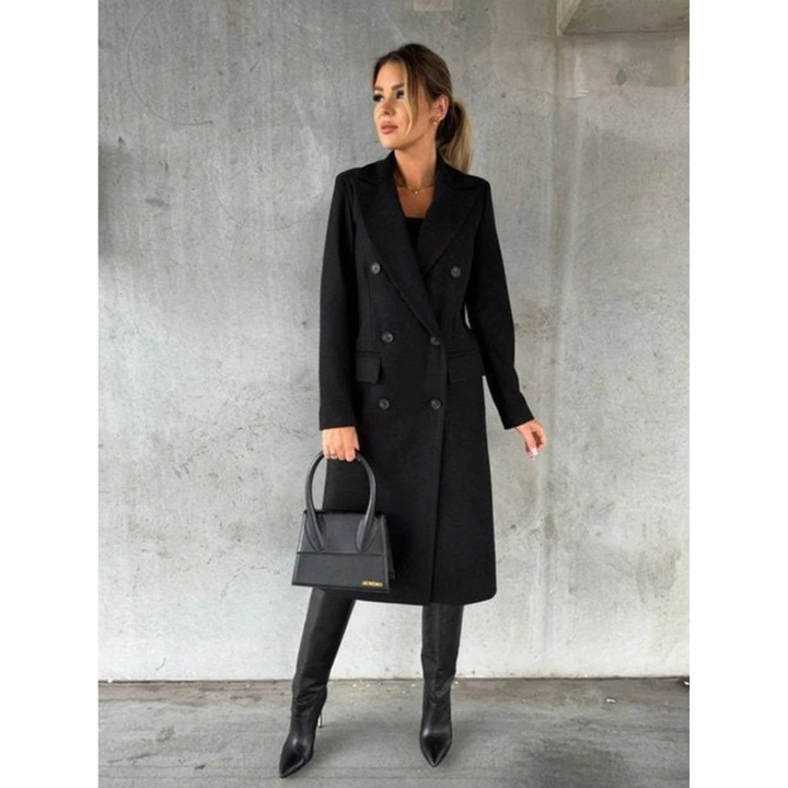 Annika | Damen Trench Coat Wintermantel mit Langem Schnitt