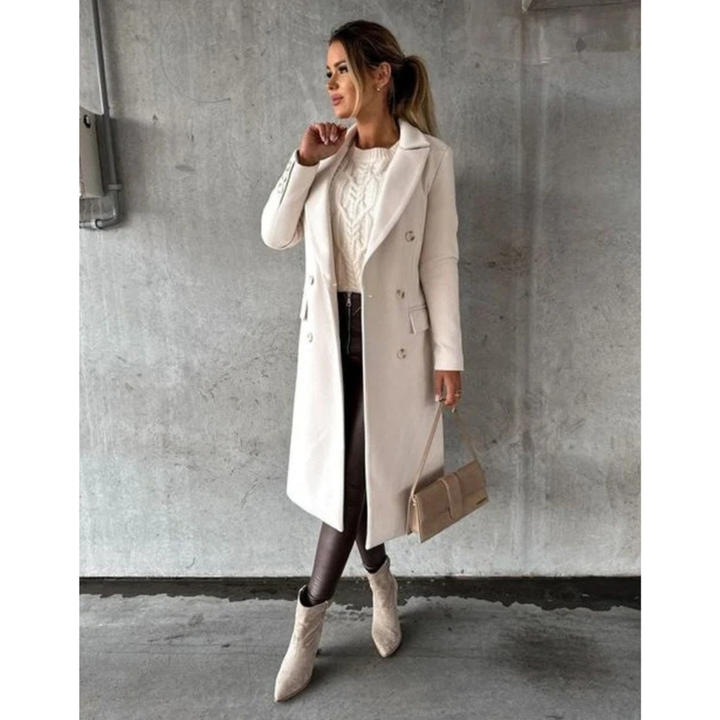 Annika | Damen Trench Coat Wintermantel mit Langem Schnitt