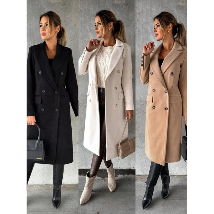 Annika | Damen Trench Coat Wintermantel mit Langem Schnitt