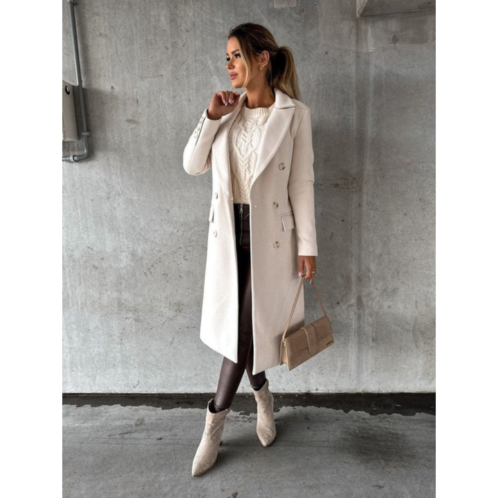 Annika | Damen Trench Coat Wintermantel mit Langem Schnitt