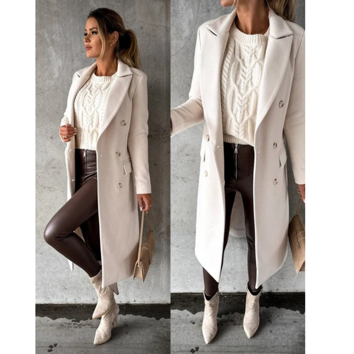 Annika | Damen Trench Coat Wintermantel mit Langem Schnitt