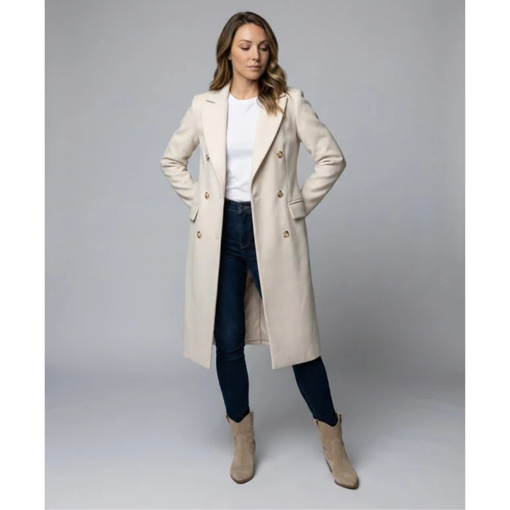 Annika | Damen Trench Coat Wintermantel mit Langem Schnitt