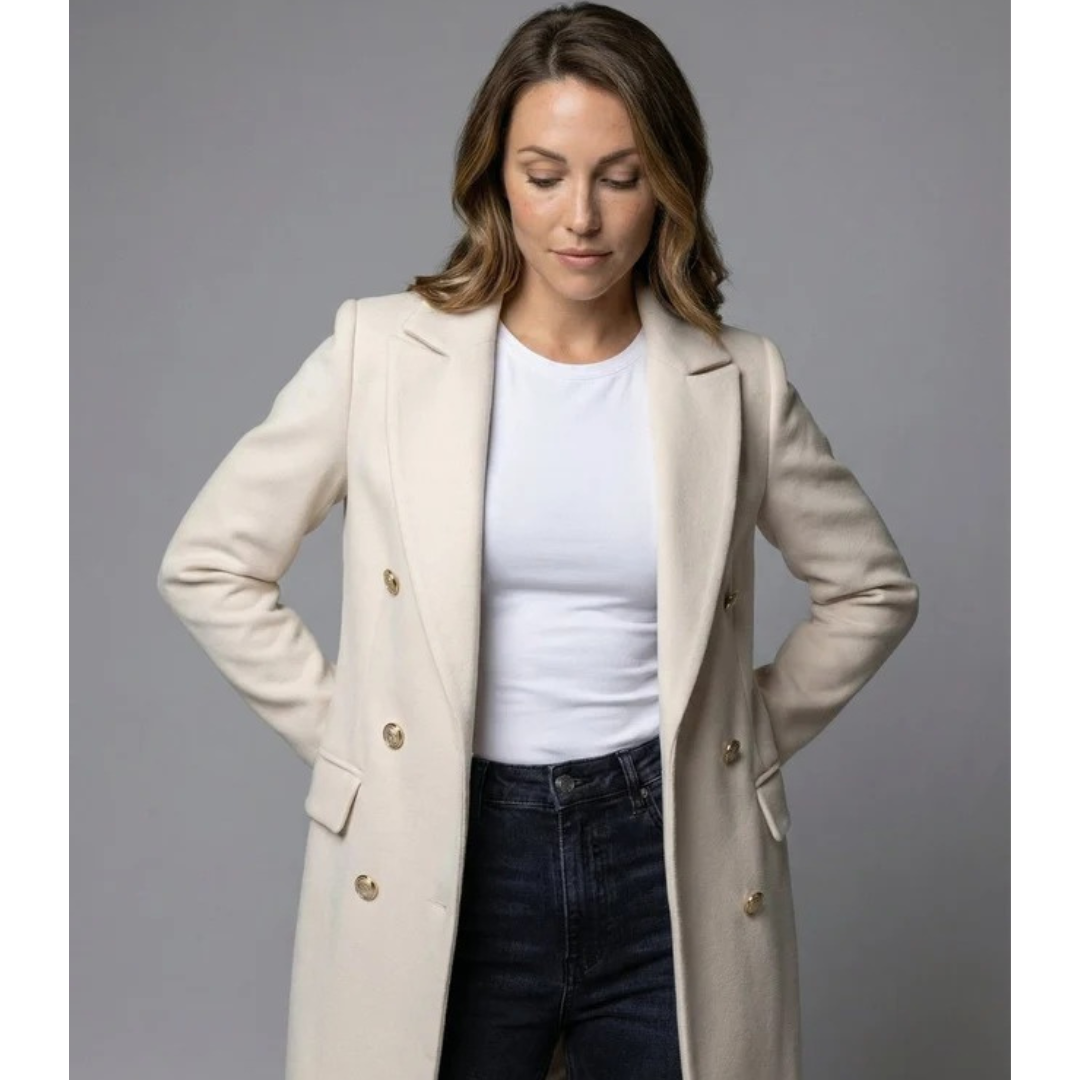 Annika | Damen Trench Coat Wintermantel mit Langem Schnitt