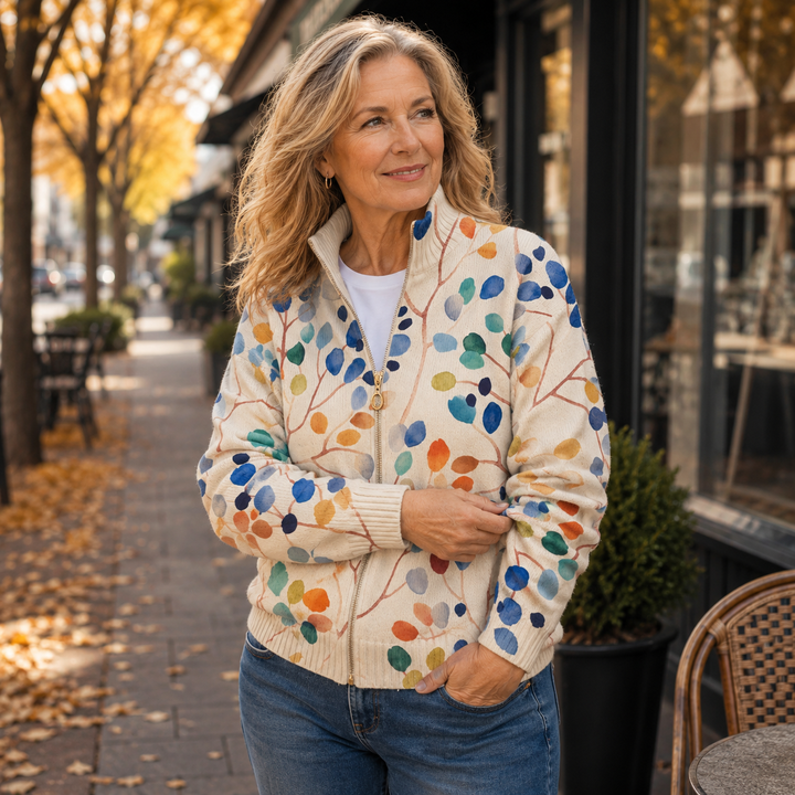 Claudia™ | Aquarell-Blätter Cardigan