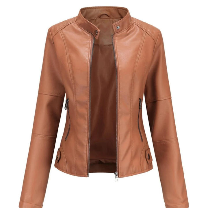 Cleo | Damen Klassische Kunstleder Bikerjacke