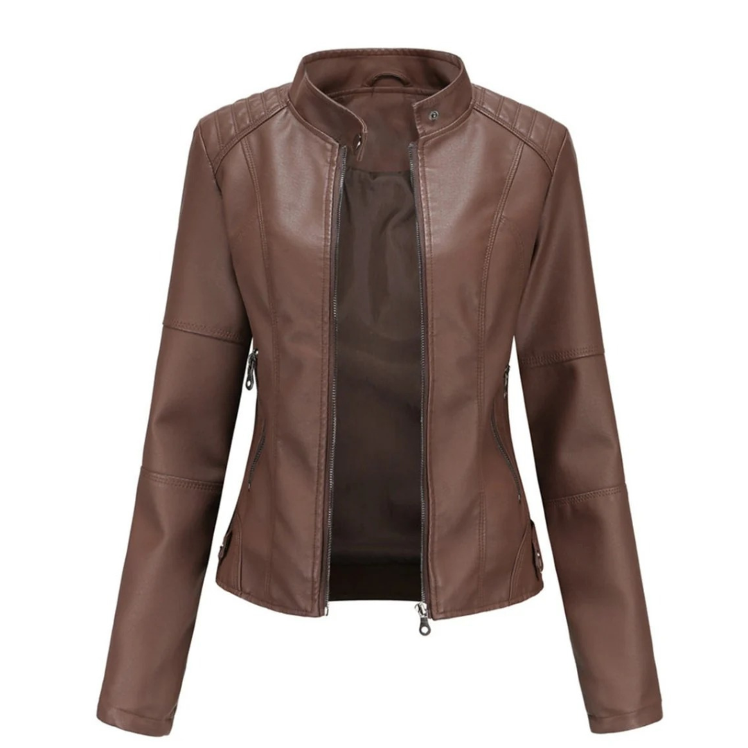 Cleo | Damen Klassische Kunstleder Bikerjacke