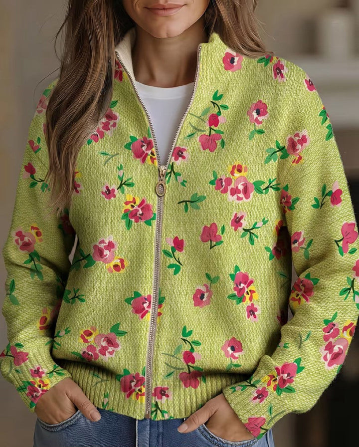 Dagmar™ | Blüten-Cardigan in Limettengrün