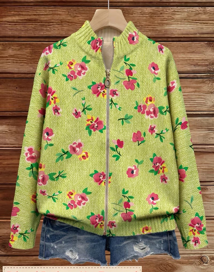 Dagmar™ | Blüten-Cardigan in Limettengrün