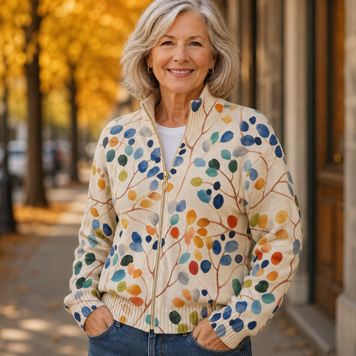 Claudia™ | Aquarell-Blätter Cardigan