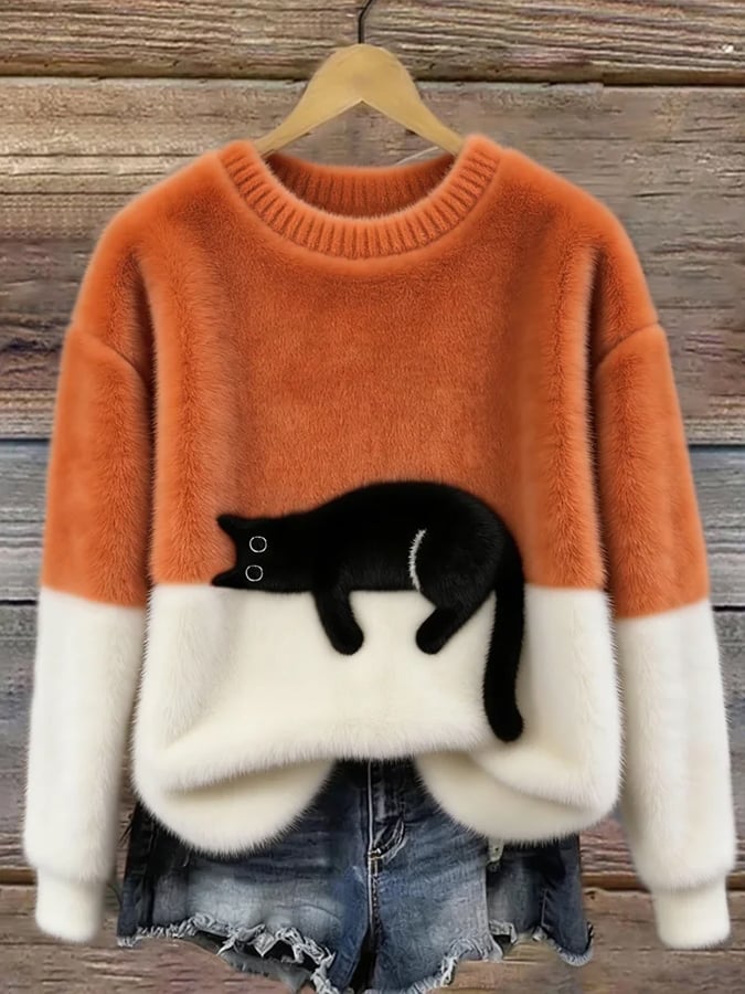 Tavessa Ema - Damen Sweatshirt mit Katzen-Design