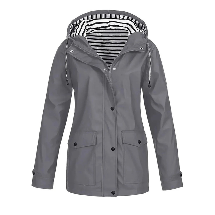 Elena | Damen Mittellange Wasserdichte Regenjacke