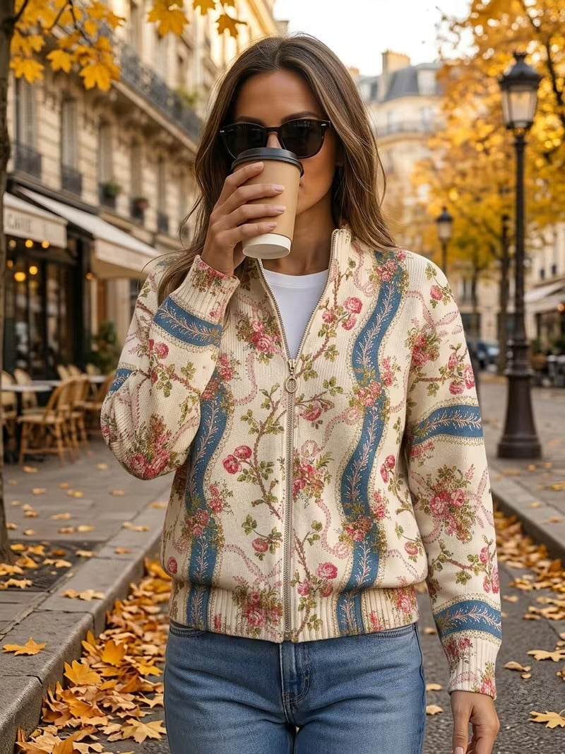 Cornelia™ | Cardigan mit Rosenmuster
