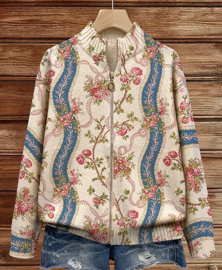 Cornelia™ | Cardigan mit Rosenmuster