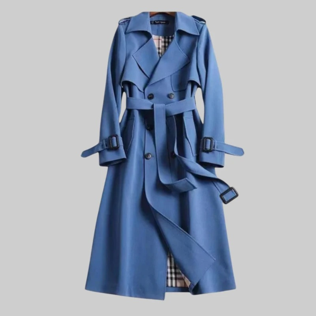 Helga | Damen Langer Trench Coat mit Gürtel