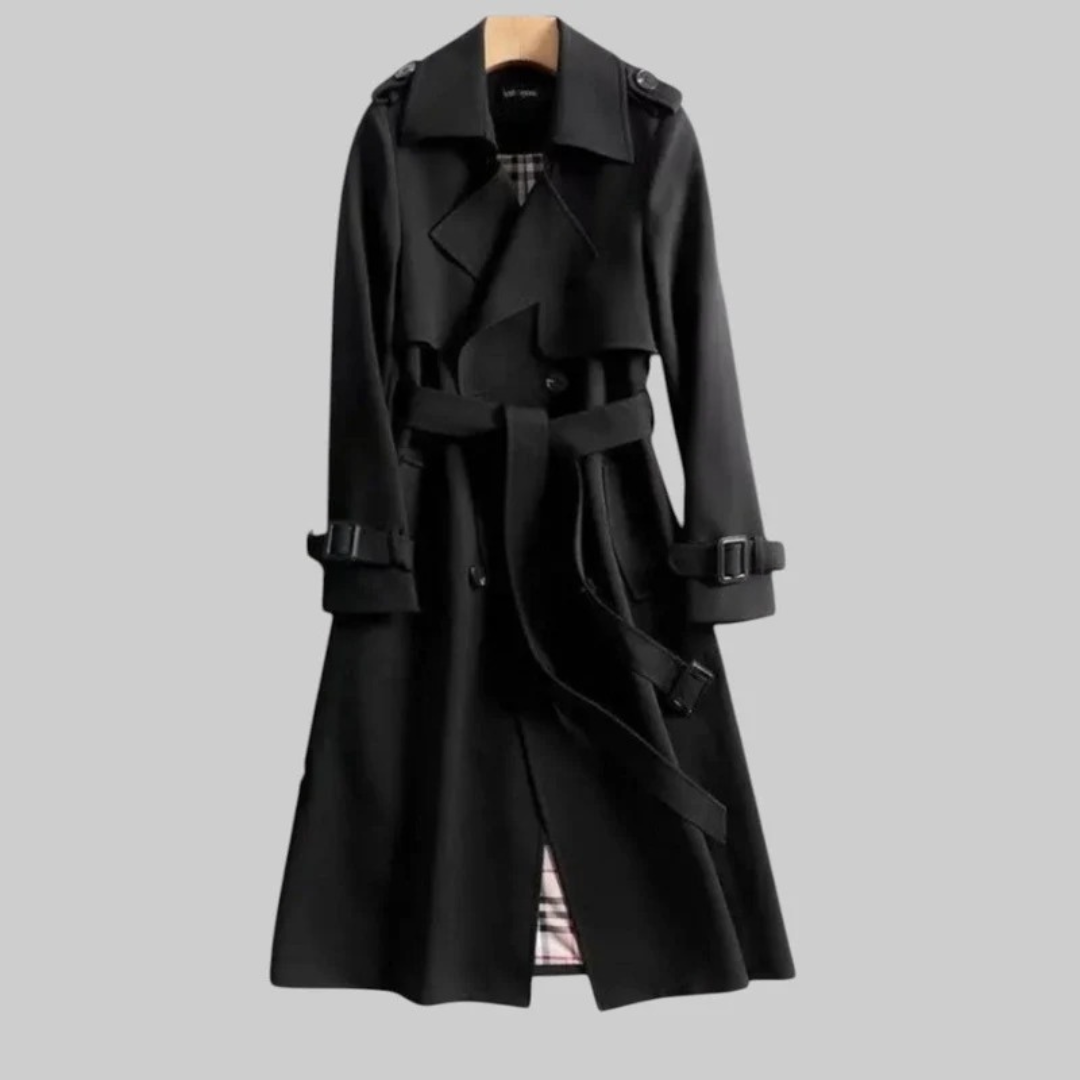Helga | Damen Langer Trench Coat mit Gürtel