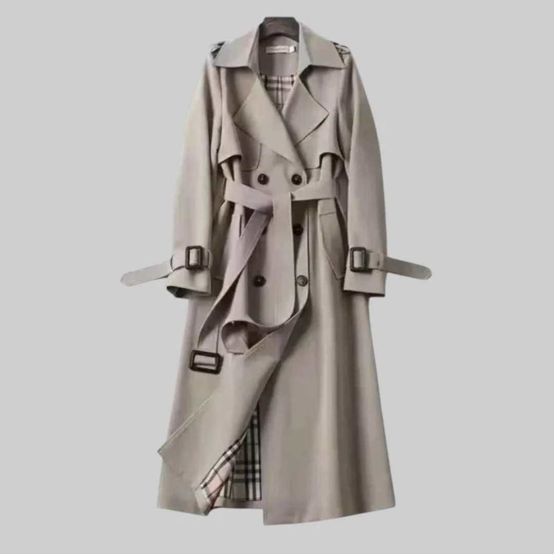 Helga | Damen Langer Trench Coat mit Gürtel