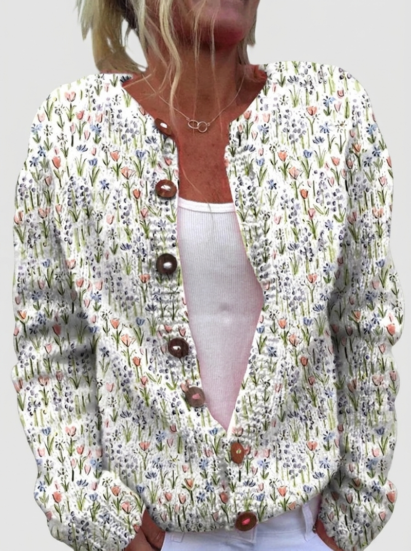 Ursula™ | Cardigan mit filigranen Wildblumen