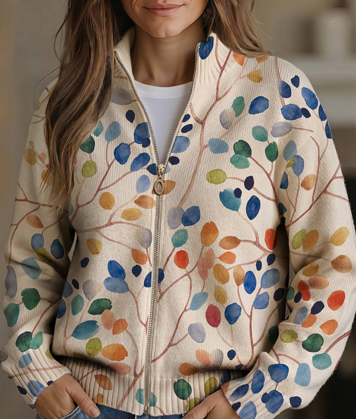 Claudia™ | Aquarell-Blätter Cardigan