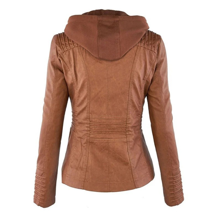 Isabella | Damen Kunstleder Jacke mit Kapuze