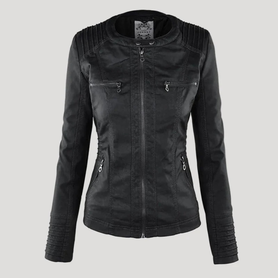 Isabella | Damen Kunstleder Jacke mit Kapuze