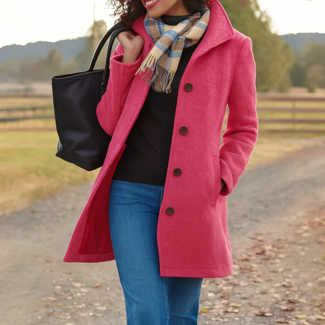 Mathilda | Damen Langer Trench Coat mit Knopfleiste