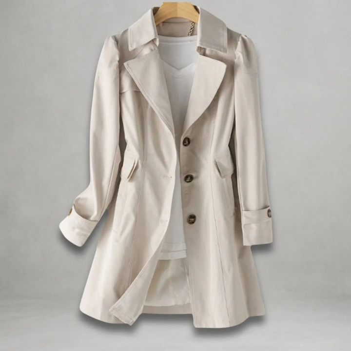 Melanie | Damen Trenchcoat mit Kragen und Knöpfen