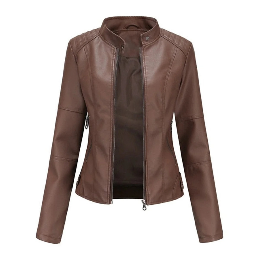 Ramona | Damen Stilvolle Kunstleder jacke altag