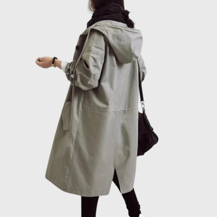 Nele | Damen Bequeme Trench Coat mit Kapuze