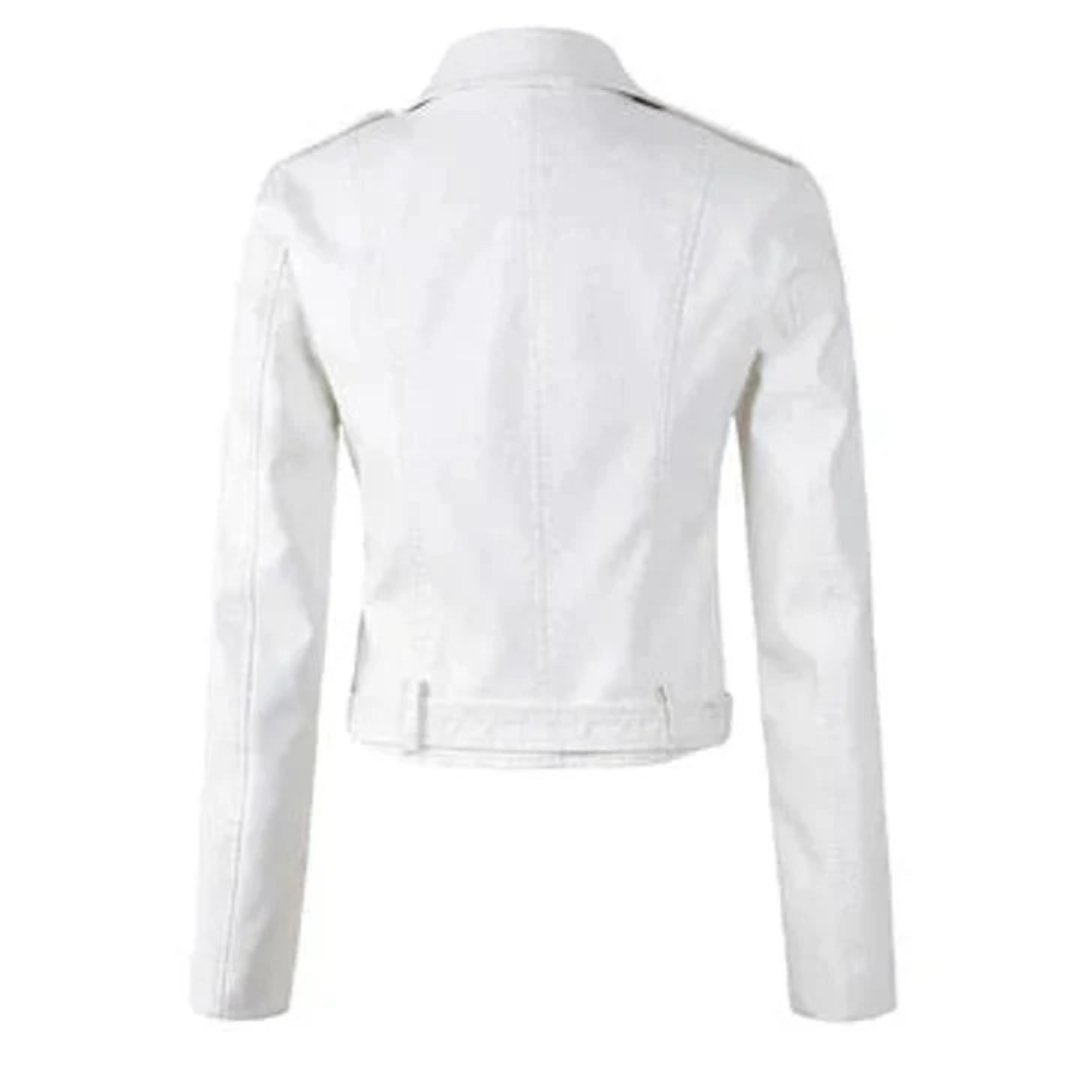 Nele | Damen Kunstleder Bikerjacke mit Reißverschluss